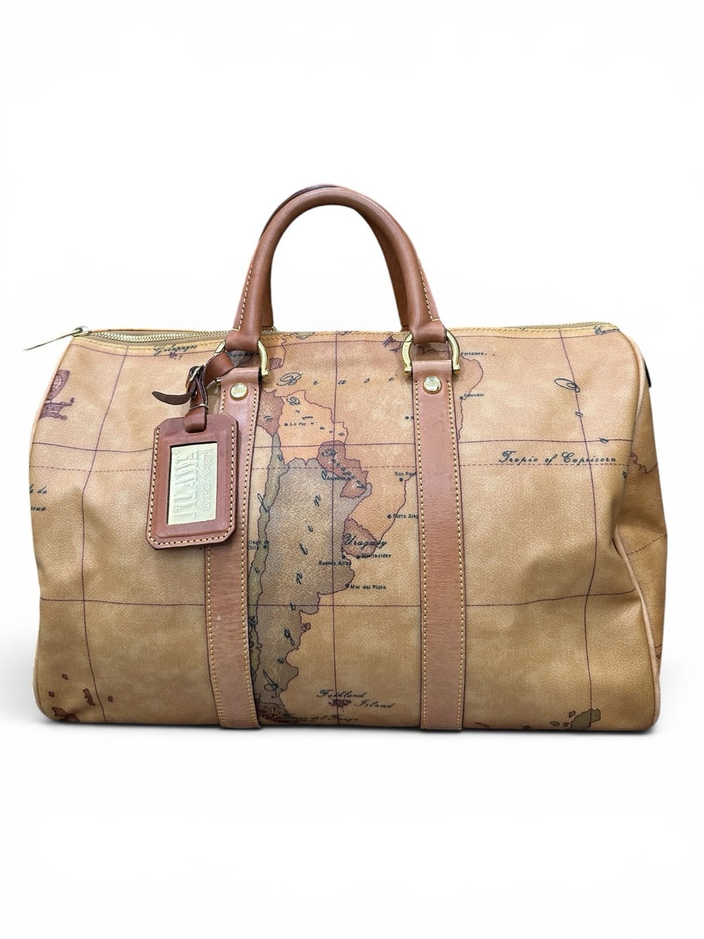 Alviero Martini 1ª Classe Geo Classic Boston Duffel Travel Bag Made in Italy